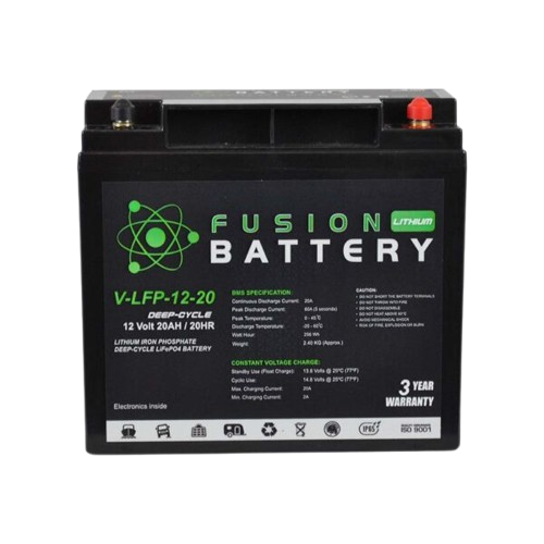 Fusion Lithium Deep Cycle V-LFP-12-20  -  12Volts, 20Ah