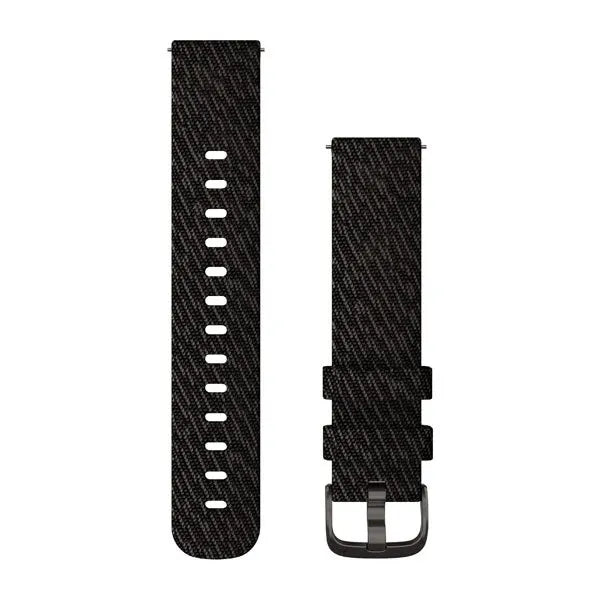 Quick Release Bands (20 mm), Black pepper woven nylon with slate hardware