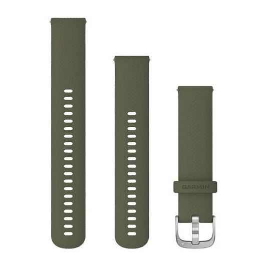 Quick Release Bands (20 mm), Moss with silver hardware