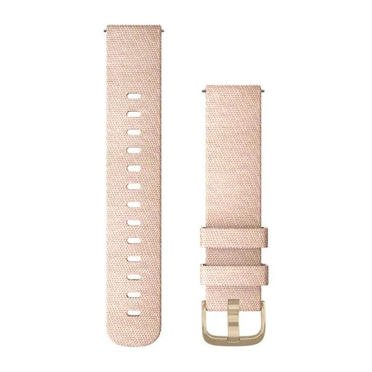 Quick Release Bands (20 mm), Blush pink woven nylon with light gold hardware